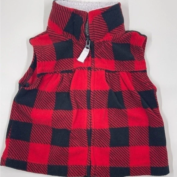 CARTER’S Fleece Buffalo Plaid 3m Soft Kids Vest - Picture 1 of 5